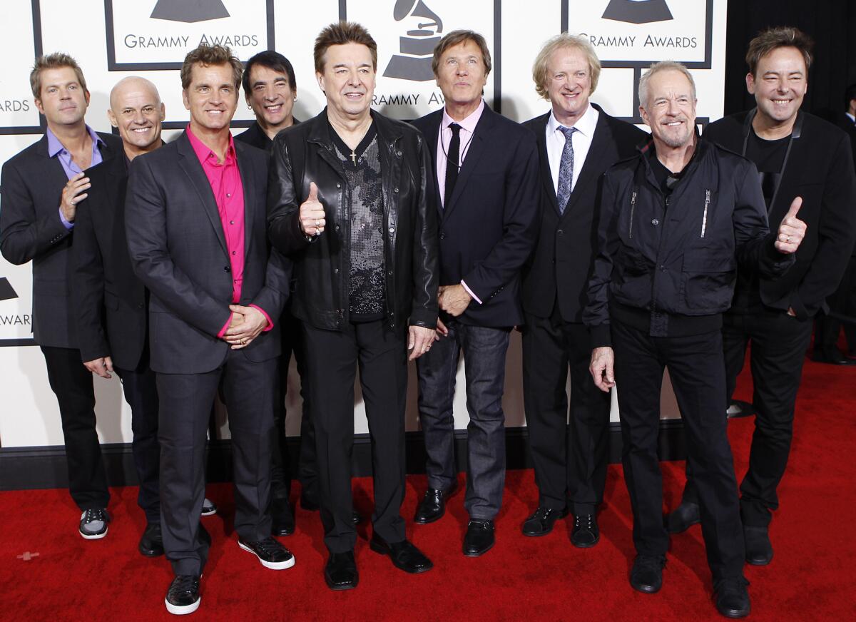 The group Chicago arrives for the 56th Grammy Awards at Staples Center in Los Angeles on Sunday. The band will perform during the show with Robin Thicke.