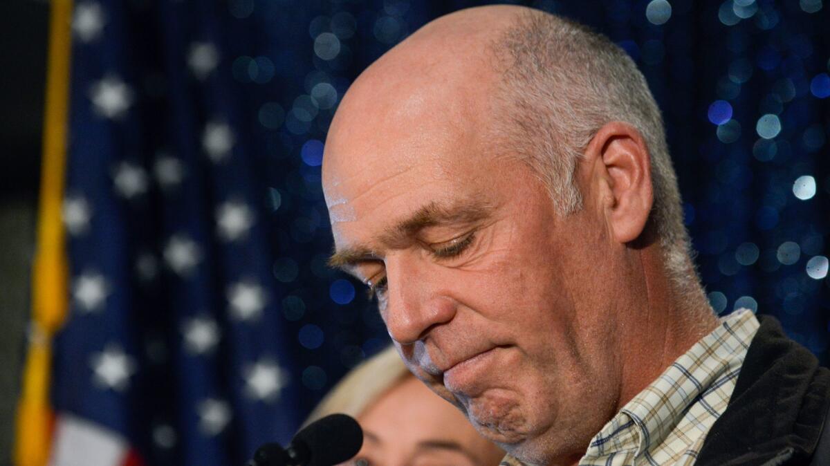 Greg Gianforte celebrates his win over Rob Quist for Montana's open congressional seat.