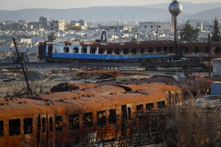 The Qadam train station, which was damaged during the civil war