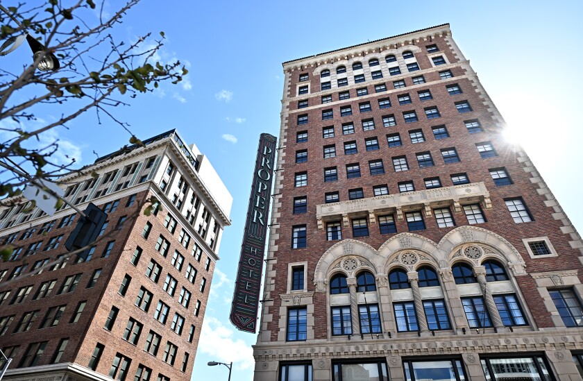 The Proper Hotel's historic brick exterior