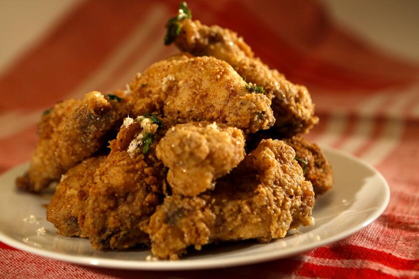 Recipe: crispy apple wings with fresh horseradish and curly parsley.