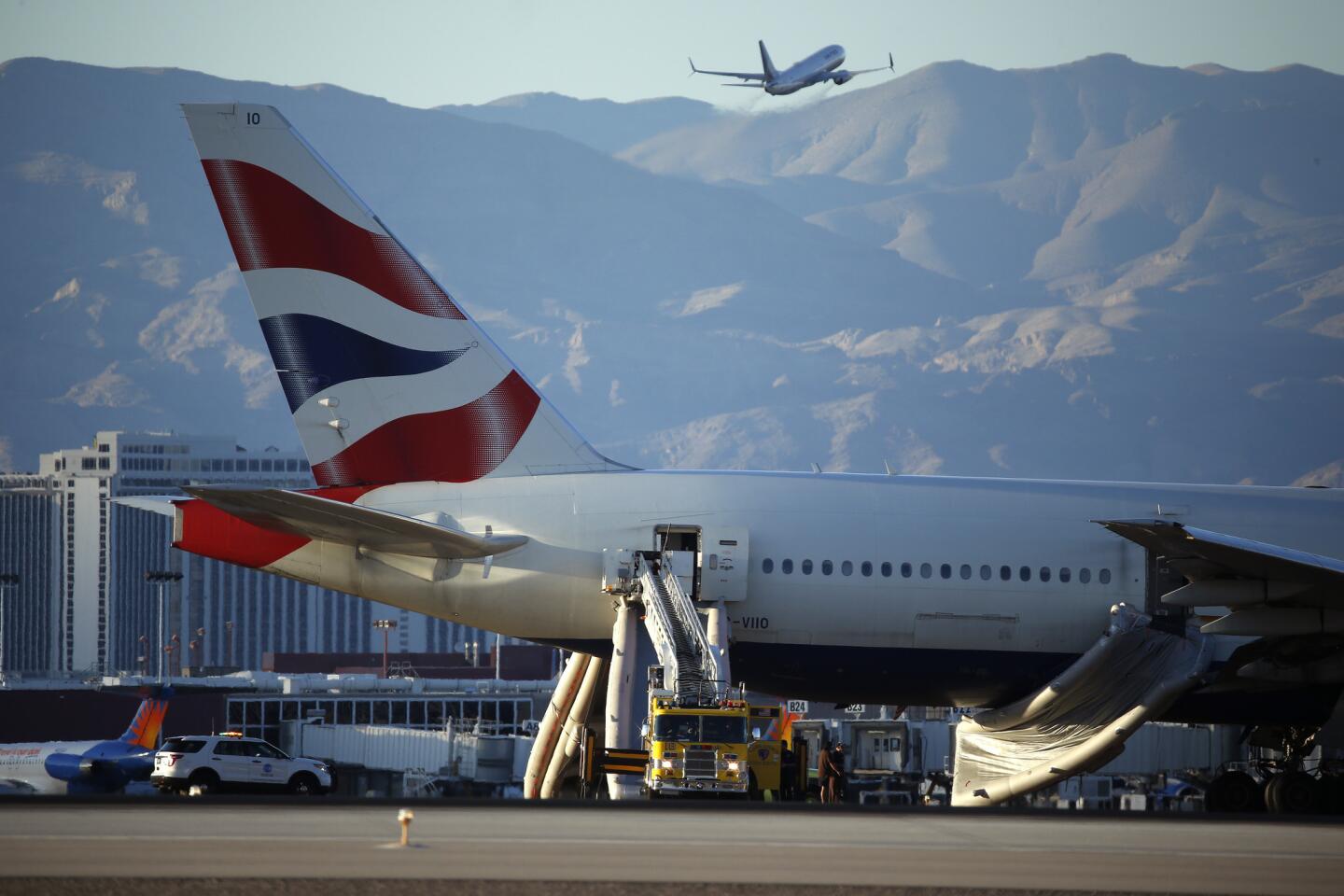 British Airways jet catches fire in Las Vegas