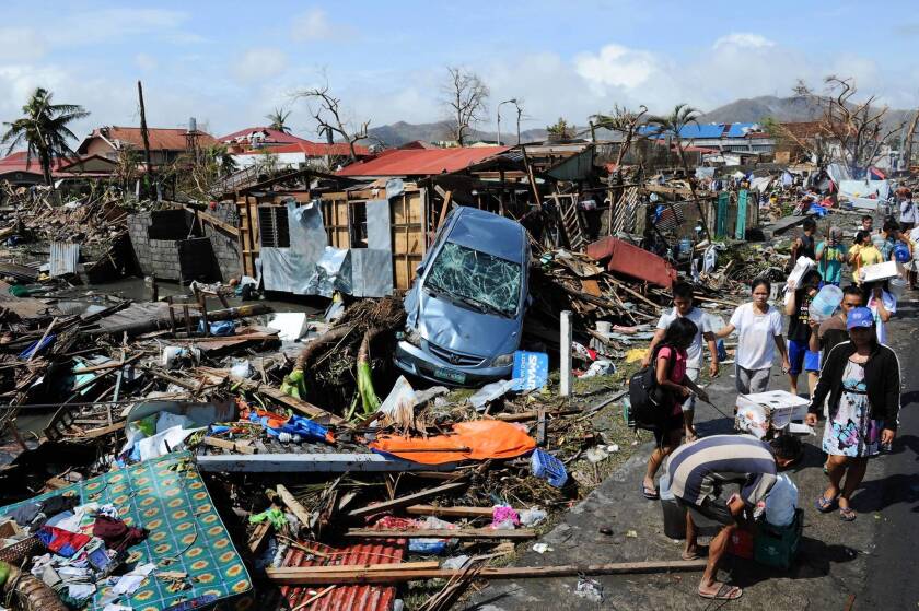 The Philippine city of Tacloban is left in ruins by Typhoon Haiyan.