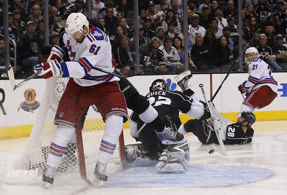 A scene from the Rangers and Kings during game two of the NHL Stanley Cup Finals at Staples Center. (Robert Gauthier/Los Angeles Times)