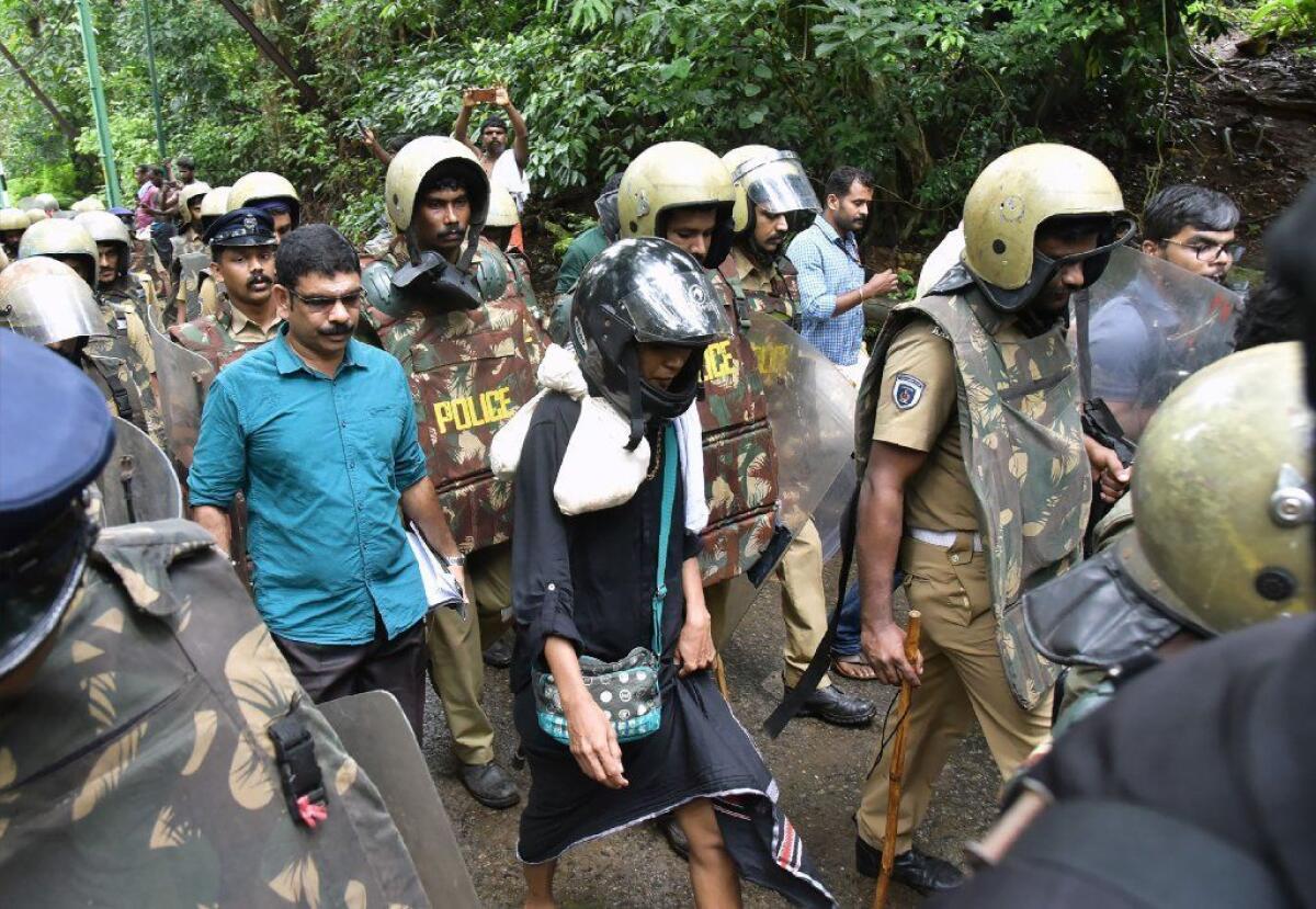 Indian activist Rehana Fatima was denied entry to the Sabarimala temple grounds by Hindu hardliners.