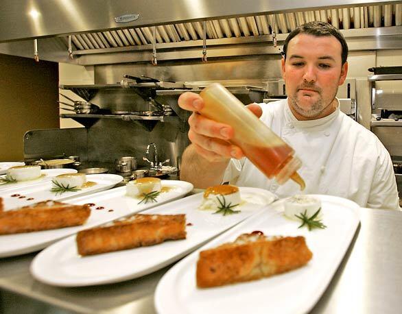 Chef Brein Clements puts honey on desserts at Restaurant Omakase. The 26-year-old owner-chef did stints at Domaine Chandon in Napa Valley and Gary Danko and Manresa, both in the Bay Area, before opening his place in Riverside.