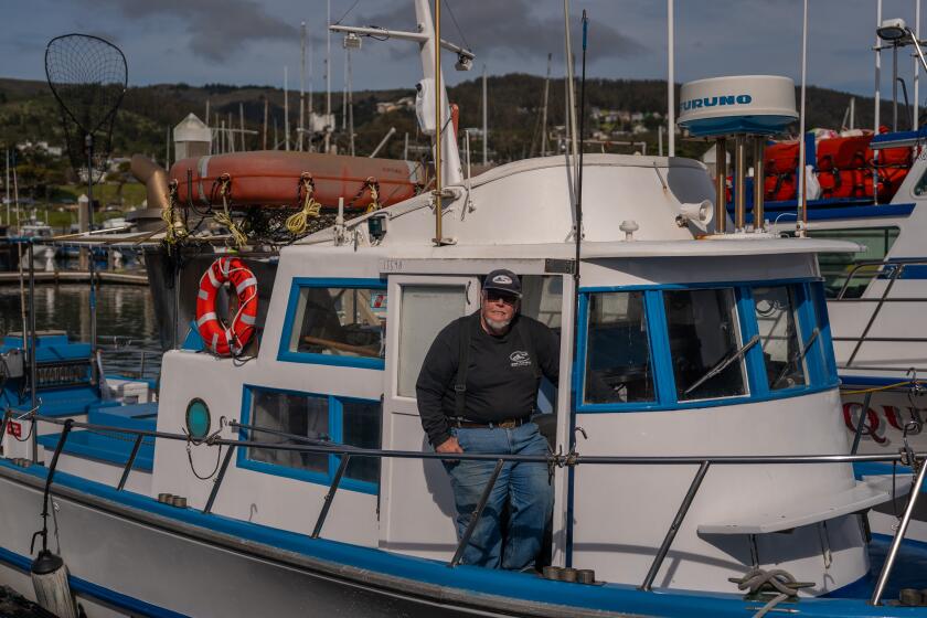 HALF MOON BAY, CALIFORNIA - MARCH 21: Captain William "Smitty" Smith stands for a portrait at Pillar Point Harbor in Half Moon Bay. This year's salmon fishing season, which typically starts in May, is likely to be severely restricted - or possibly canceled for a second straight year. (Loren Elliott / For The Times)