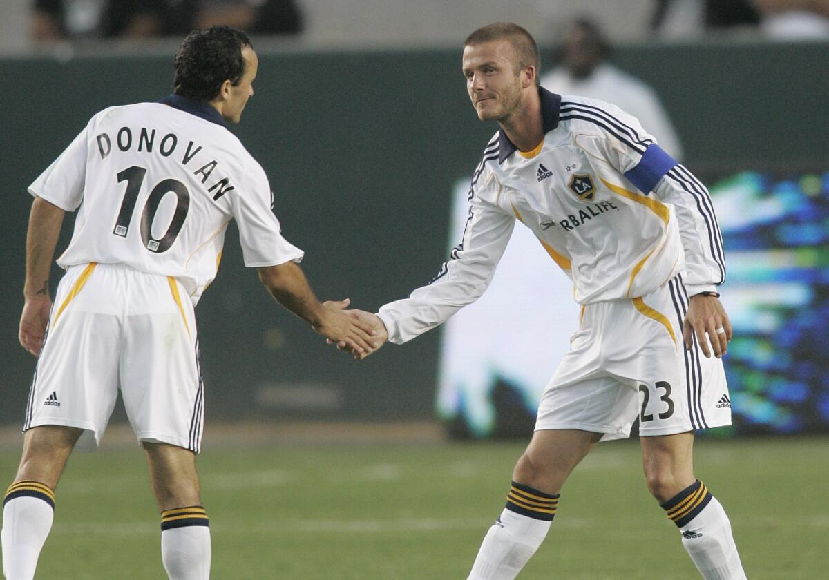 The Galaxy have brought in their share of big-name stars, including American Landon Donovan (left) and England'sDavid Beckham.