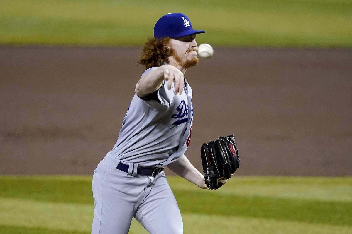 Dodgers starting pitcher Dustin May.