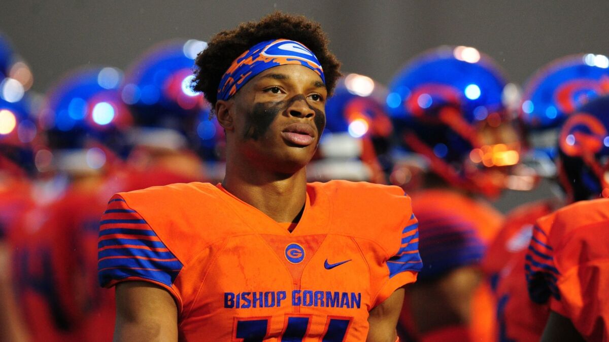 Las Vegas Bishop Gorman's Dorian Thompson-Robinson is considered one of the top quarterback prospects in the nation. He has committed to UCLA.