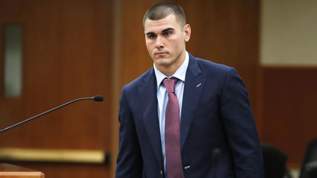 Former Denver Broncos quarterback Chad Kelly appears for a hearing in the Arapahoe County Courthouse on Oct. 24, in Centennial, Colo.