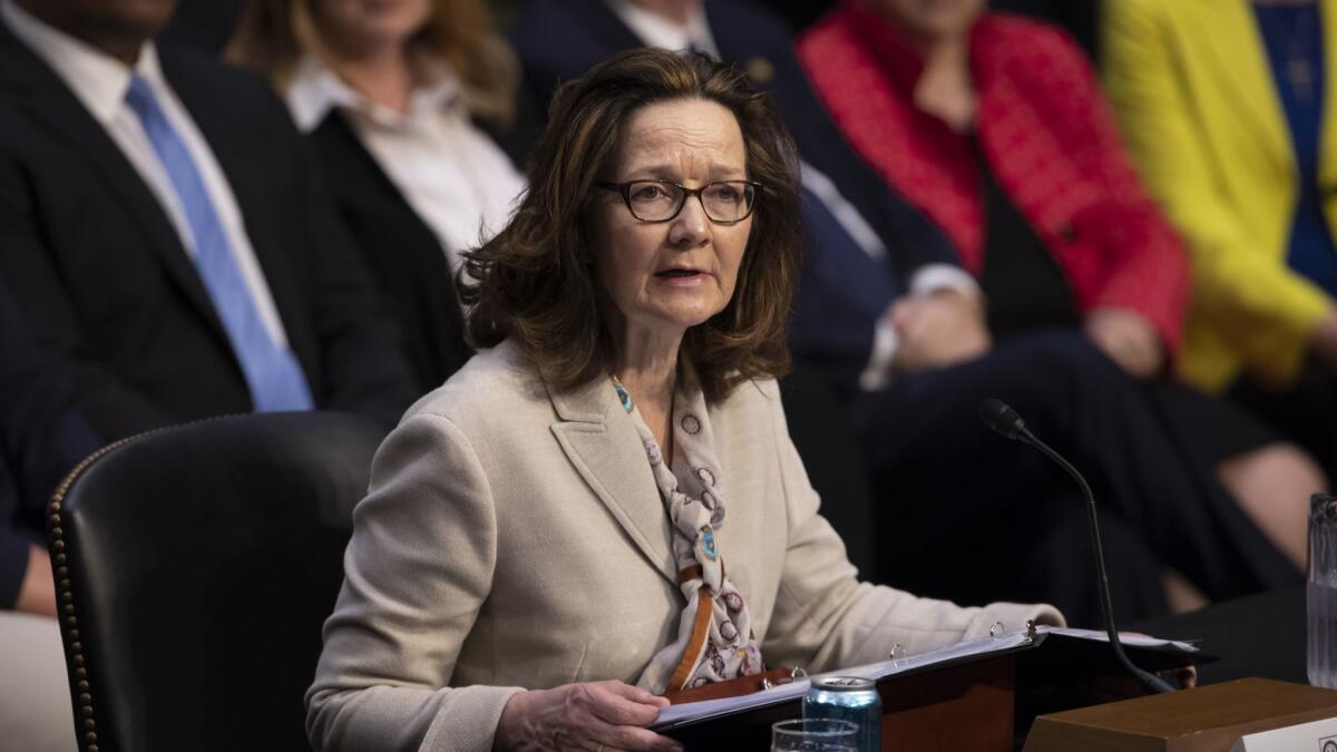 Gina Haspel, President Trump's pick to lead the CIA, testifies at her Senate confirmation hearing on Wednesday.