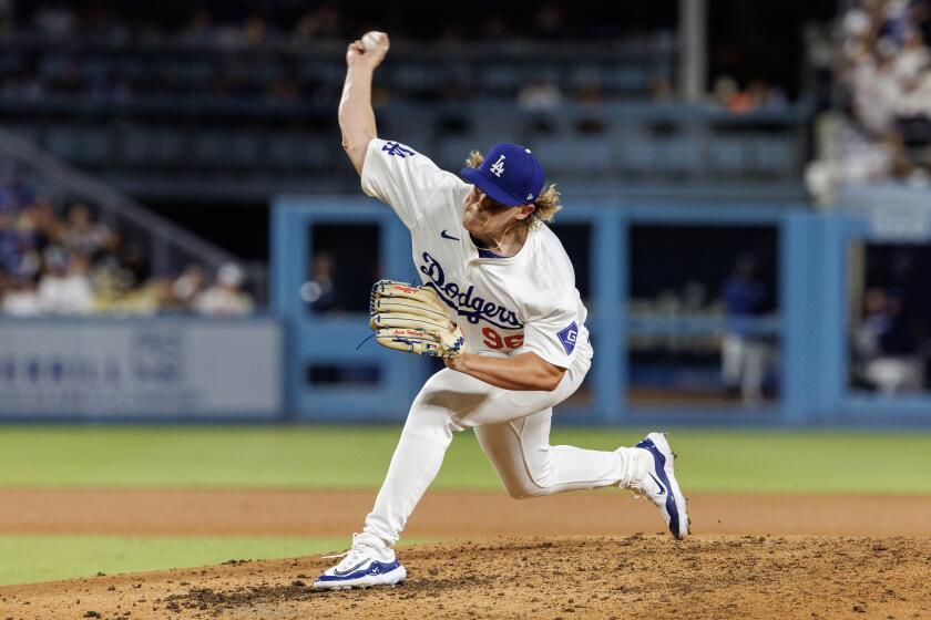 LOS ANGELES, CA - JULY 23, 2024: Los Angeles Dodgers pitcher Landon Knack (96) pitches.