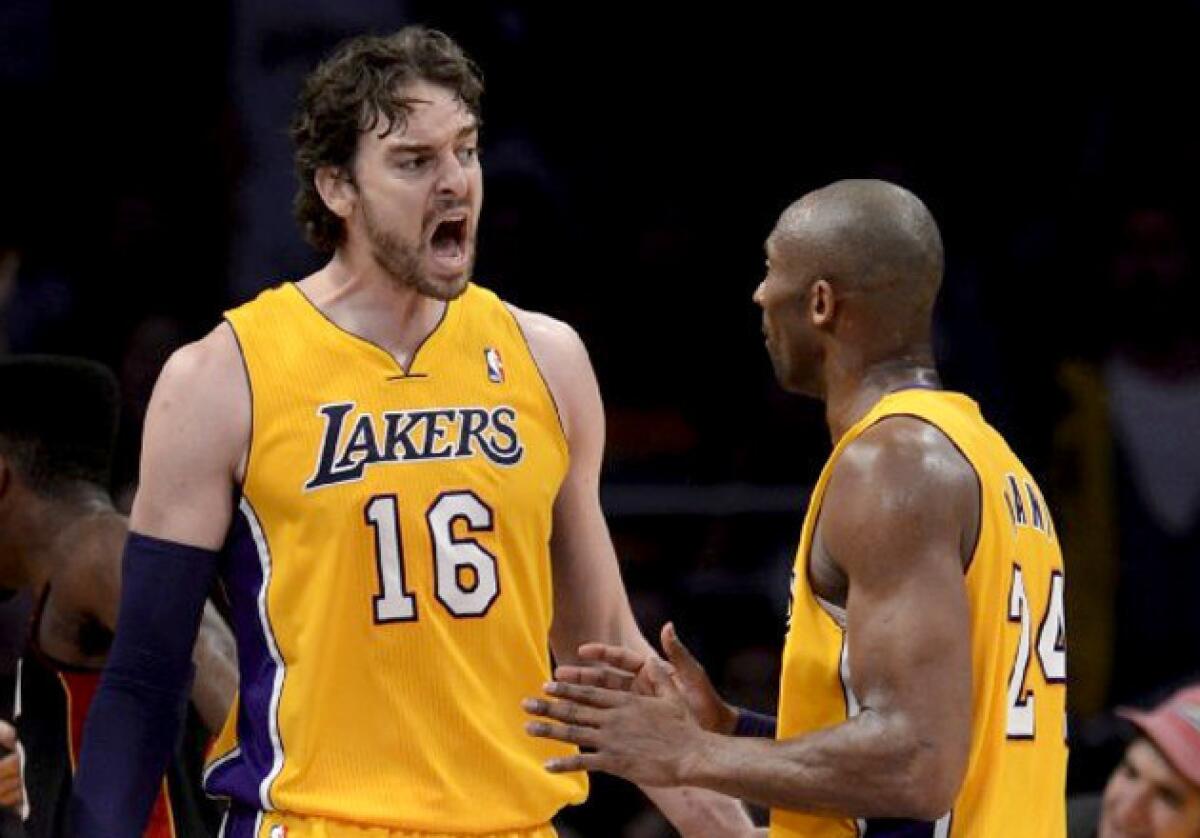 Pau Gasol reacts to being called for a foul against the Miami Heat on Thursday.
