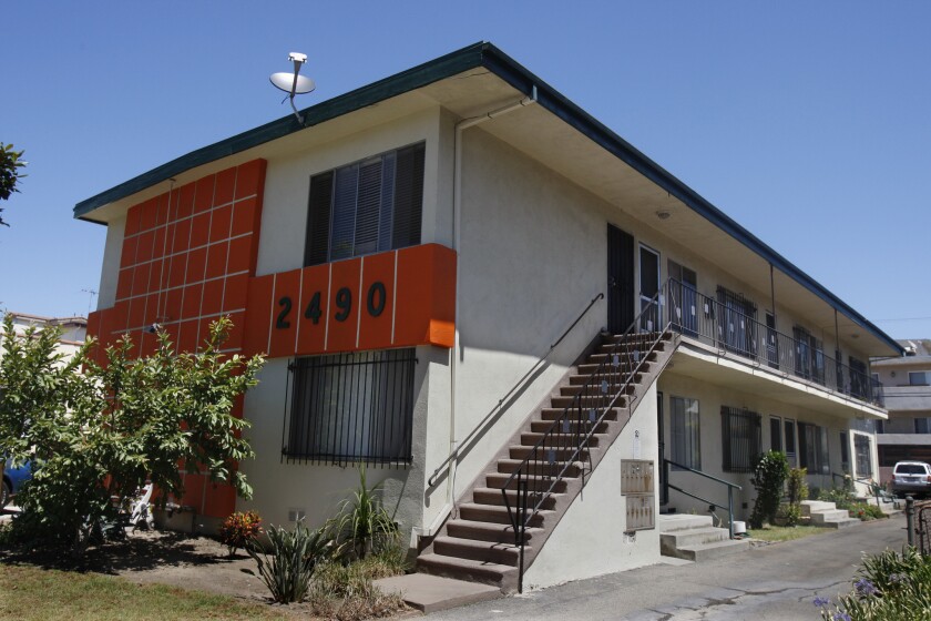 Bootlegged apartments were found and eliminated in 2008 at this building at 2490 South Corinth Avenue in Los Angeles. The apartment, seen here on August 15, 2014, is no longer managed by the same company.