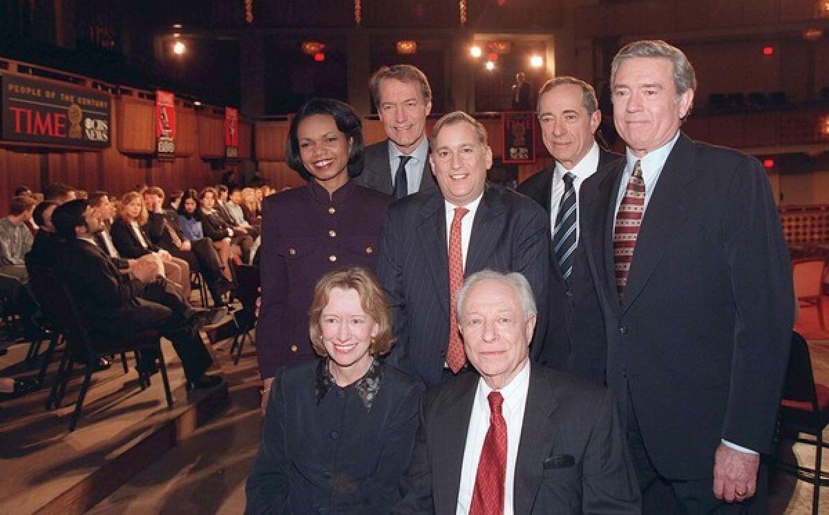 Irving Kristol, front right, with other prominent figures at a discussion hosted by Time Magazine and CBS News at the Kennedy Center in Washington, D.C.