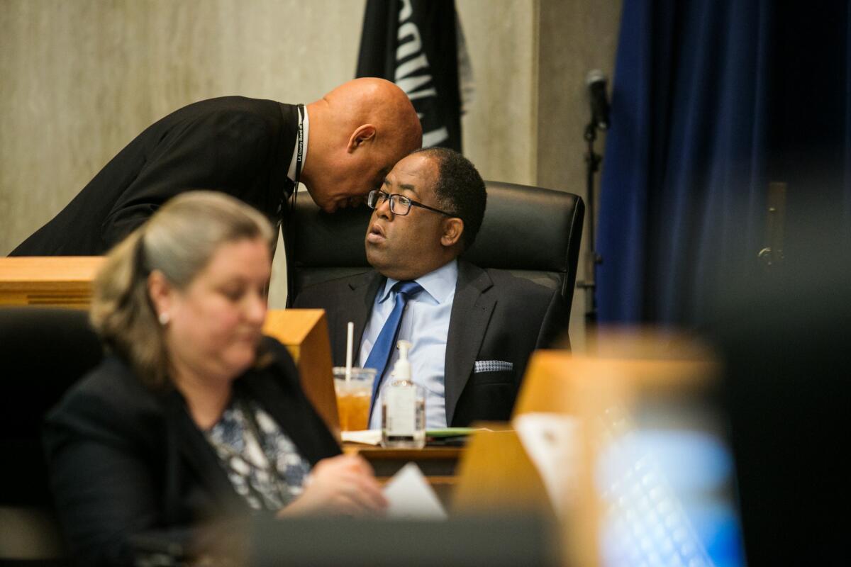 Los Angeles County Supervisor Mark Ridley-Thomas attends a recent board meeting. The political veteran said Wednesday he has not dismissed the notion of a bid for mayor in 2017.