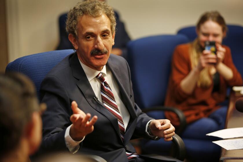 LOS ANGELES, CA ??? AUGUST 18, 2017: Los Angeles City Attorney Mike Feuer Los Angeles City Attorney Mike Feuer invited media to a press conference in his office Friday, August 18th to discuss the recent rise in anti-Semitism and hate speech following the tragedy in Charlottesville. Feuer also discussed his personal experiences dealing with anti-Semitism and talked about what the public should do following instances of hate. Feuer also discussed his office???s work to target White Supremacy gangs in the San Fernando Valley and the rise of hate crimes in Los Angeles." (Al Seib / Los Angeles Times)