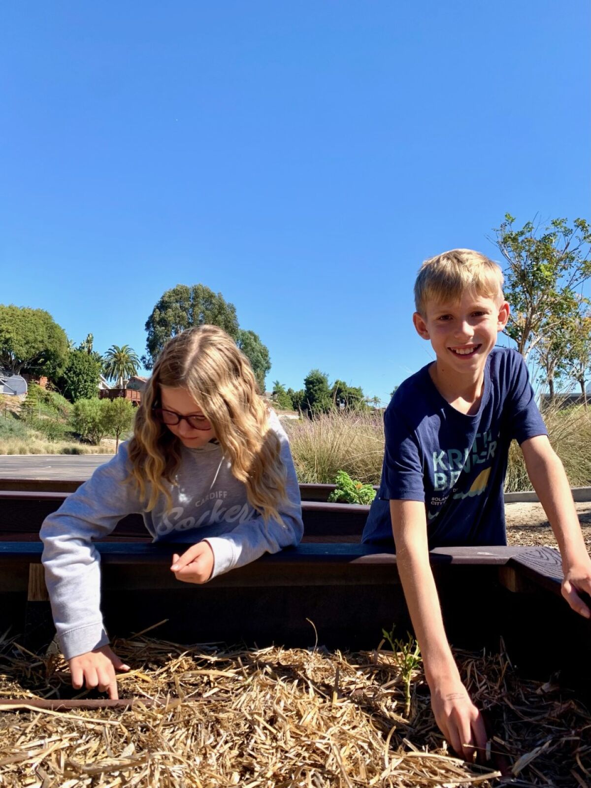 Skyline School garden advocates Alex Powell and Miles Wakeham.