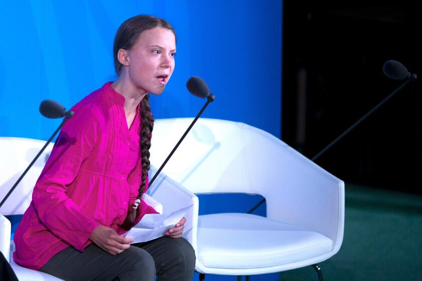 Youth Climate activist Greta Thunberg speaks during the UN Climate Action Summit on September 23, 2019 at the United Nations Headquarters in New York City. (Photo by Johannes EISELE / AFP)JOHANNES EISELE/AFP/Getty Images ** OUTS - ELSENT, FPG, CM - OUTS * NM, PH, VA if sourced by CT, LA or MoD **
