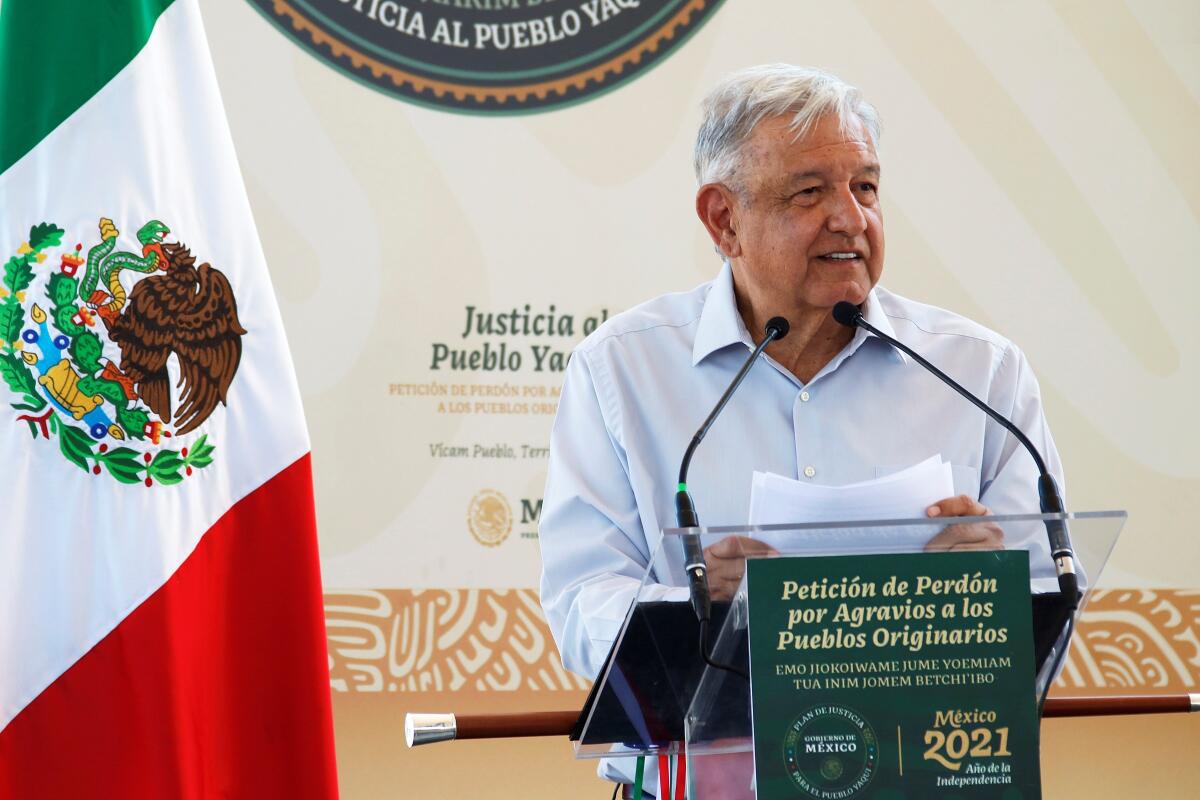 El presidente de México pide perdón a los indígenas con la ausencia de España