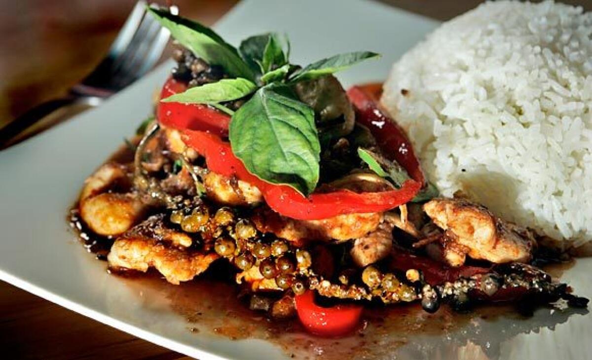 Chile peppercorn with chicken is popular.