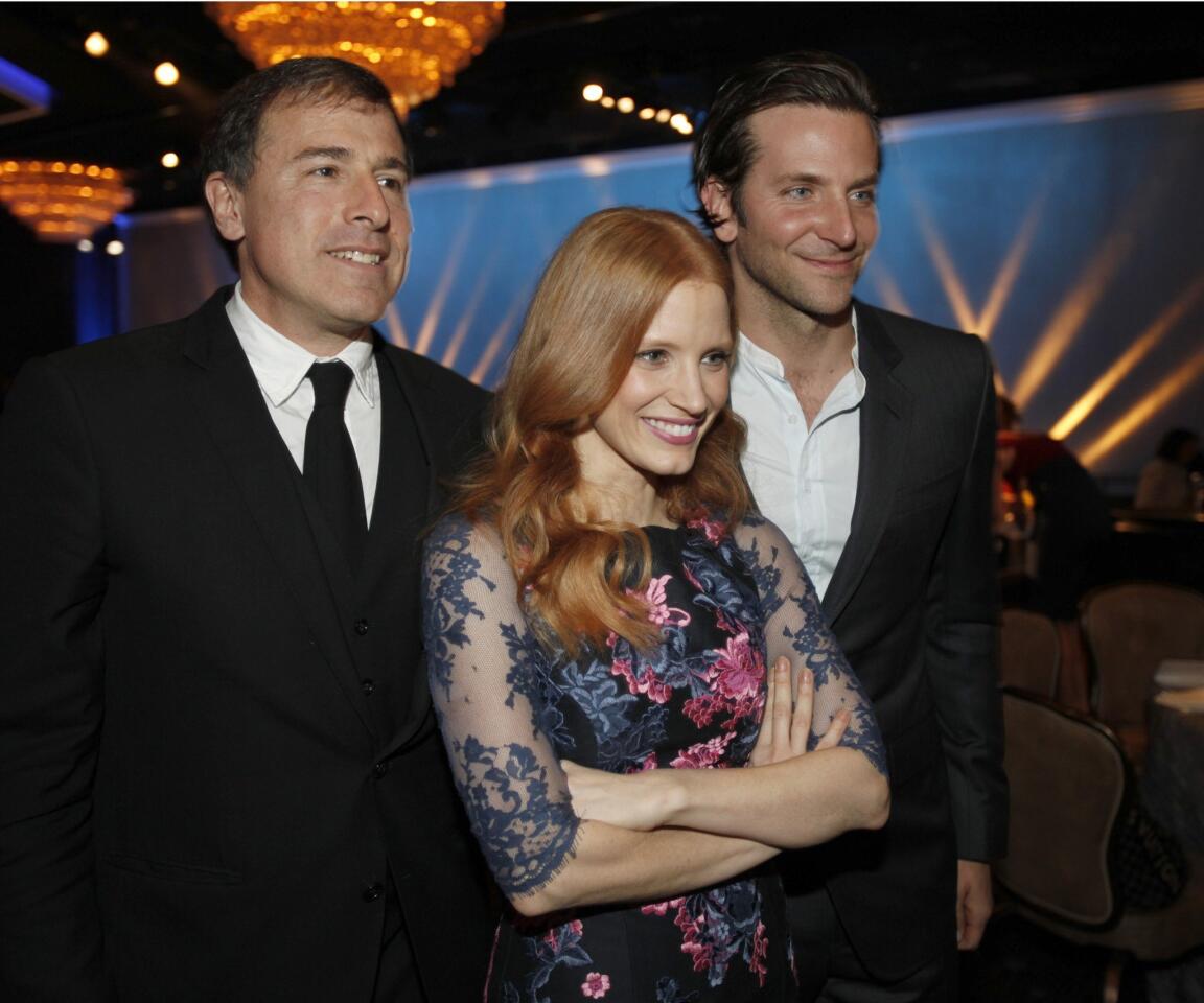 David O. Russell, Jessica Chastain and Bradley Cooper