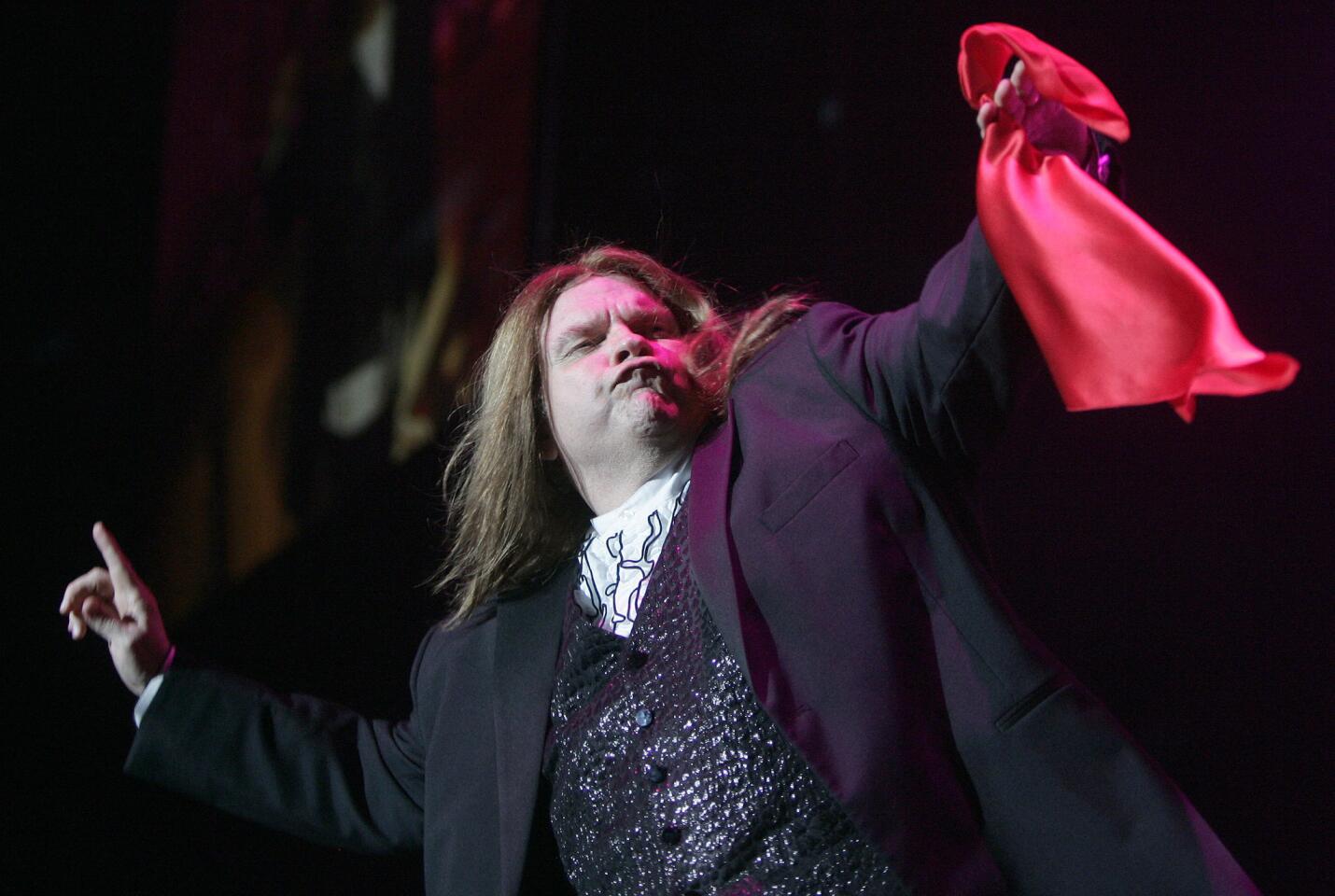 Rock star Meat Loaf appears on stage during the first concert of his tour through Germany in Hamburg, northern Germany, on Tuesday, June 12, 2007.