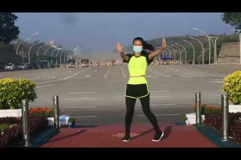 A woman works out during Myanmar's military coup