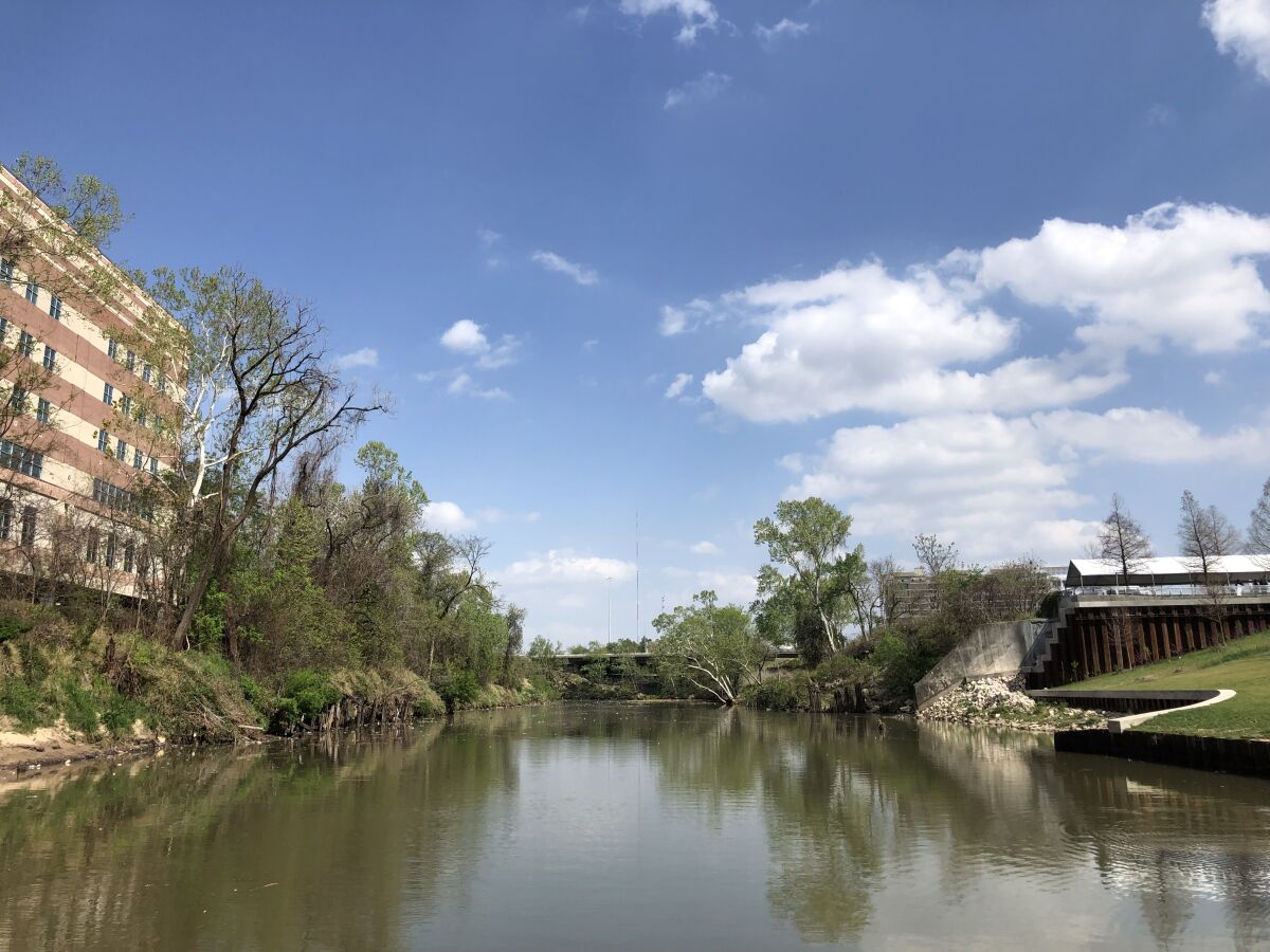 Buffalo Bayou flows through Houston.