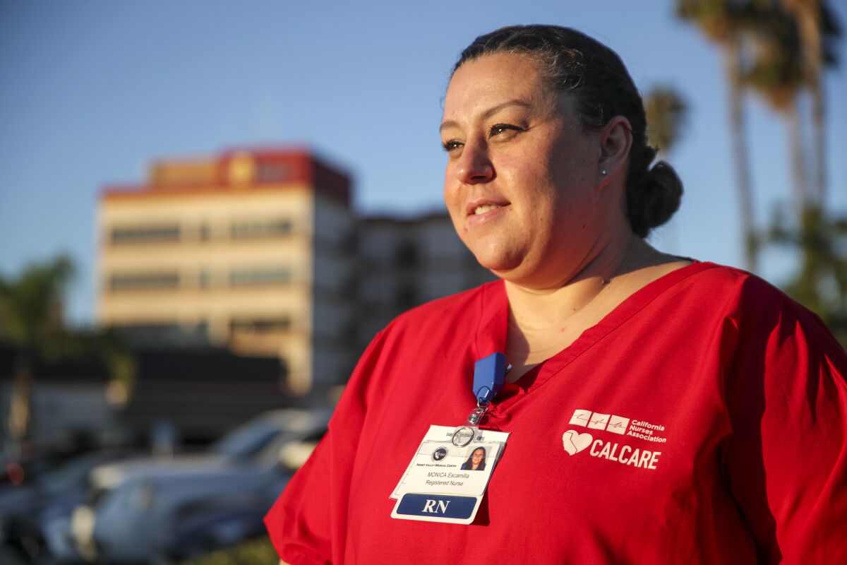 Registered nurse Monica Escamilla, in Hemet, Calif.
