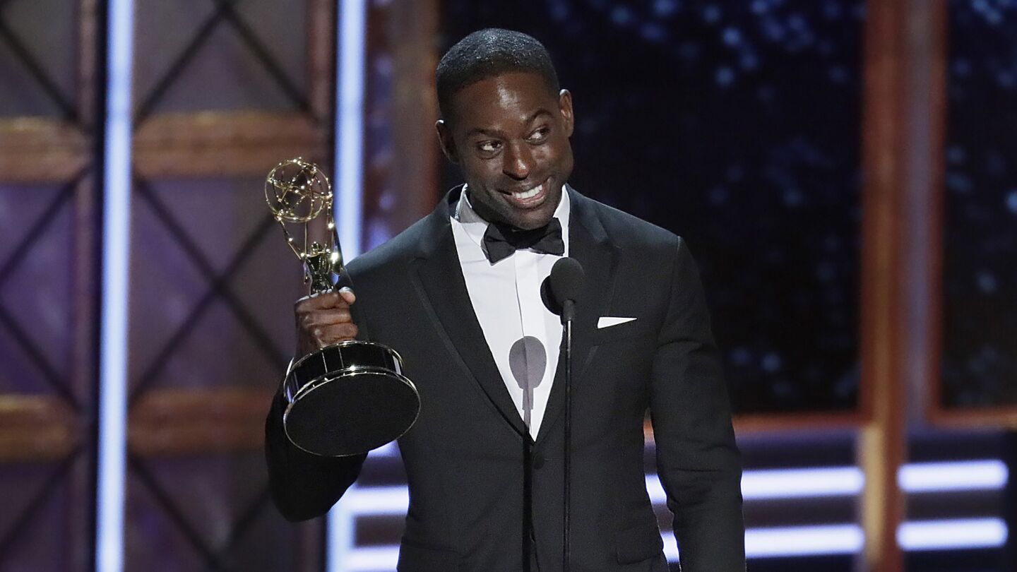 LOS ANGELES, CA., ‚Ä†‚Ä†September 17, 2017: Sterling K. Brown accepting his Emmy for Outstanding Lead Actor in a Drama Series‚Ä†during the show at the 69th Emmy Awards at the Microsoft Theater‚Ä†in Los Angeles, CA., Sunday, September 17, 2017. (Robert Gauthier / Los Angeles Times)