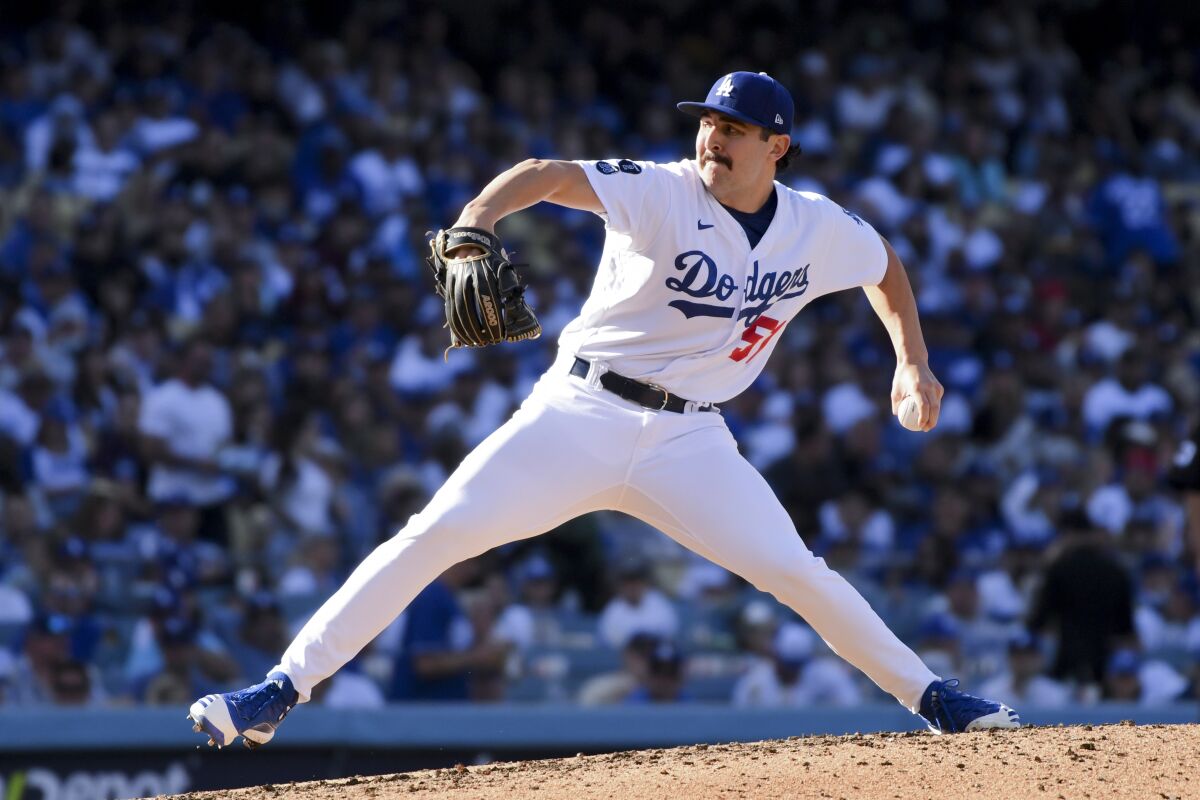 Dodgers reliever Alex Vesia delivers during the fourth inning.
