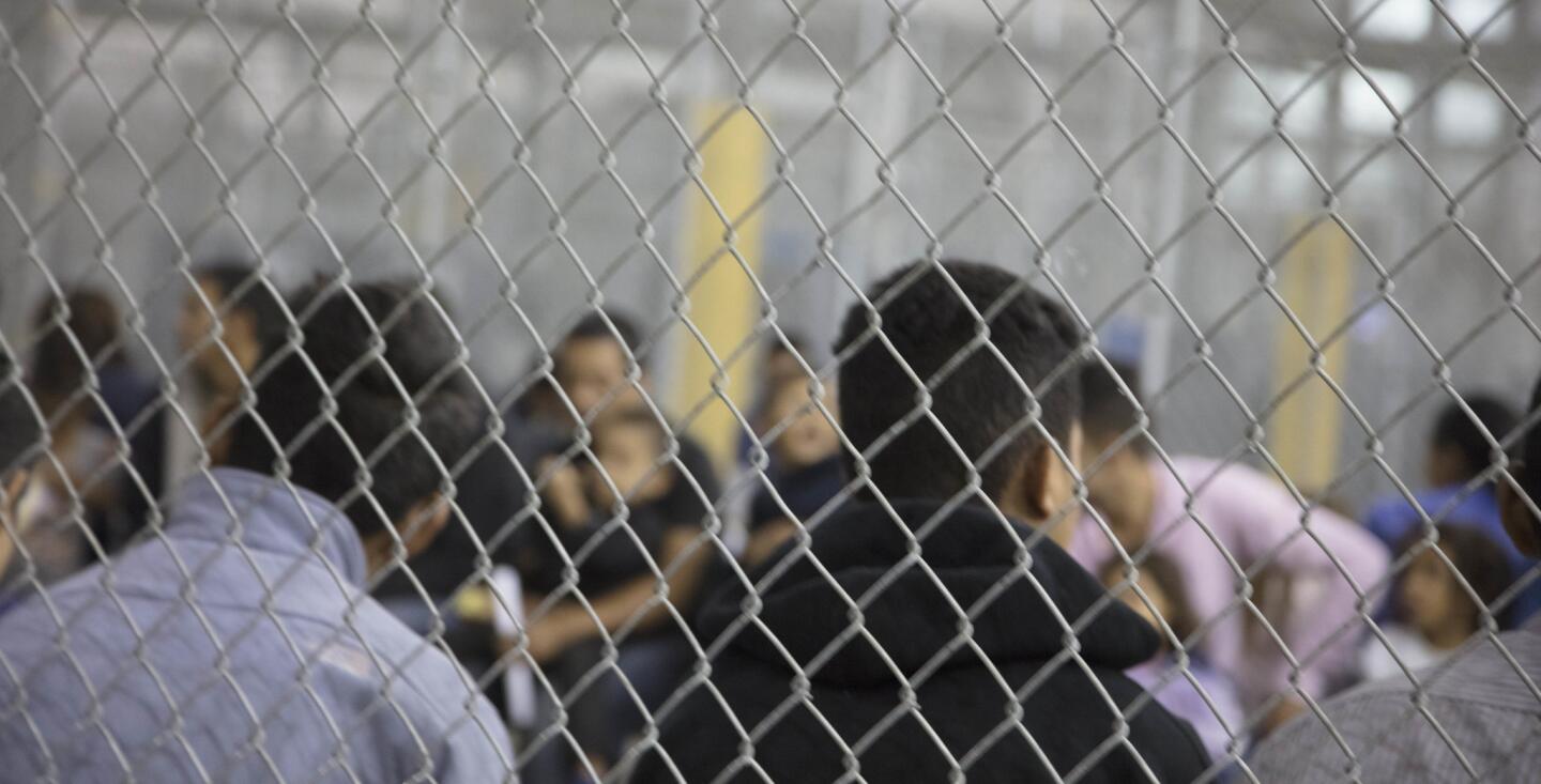 This Customs and Border Protection photo obtained June 18, 2018, shows illegal border crossers at the Central Processing Center in McAllen, Texas, on June 17, 2018.