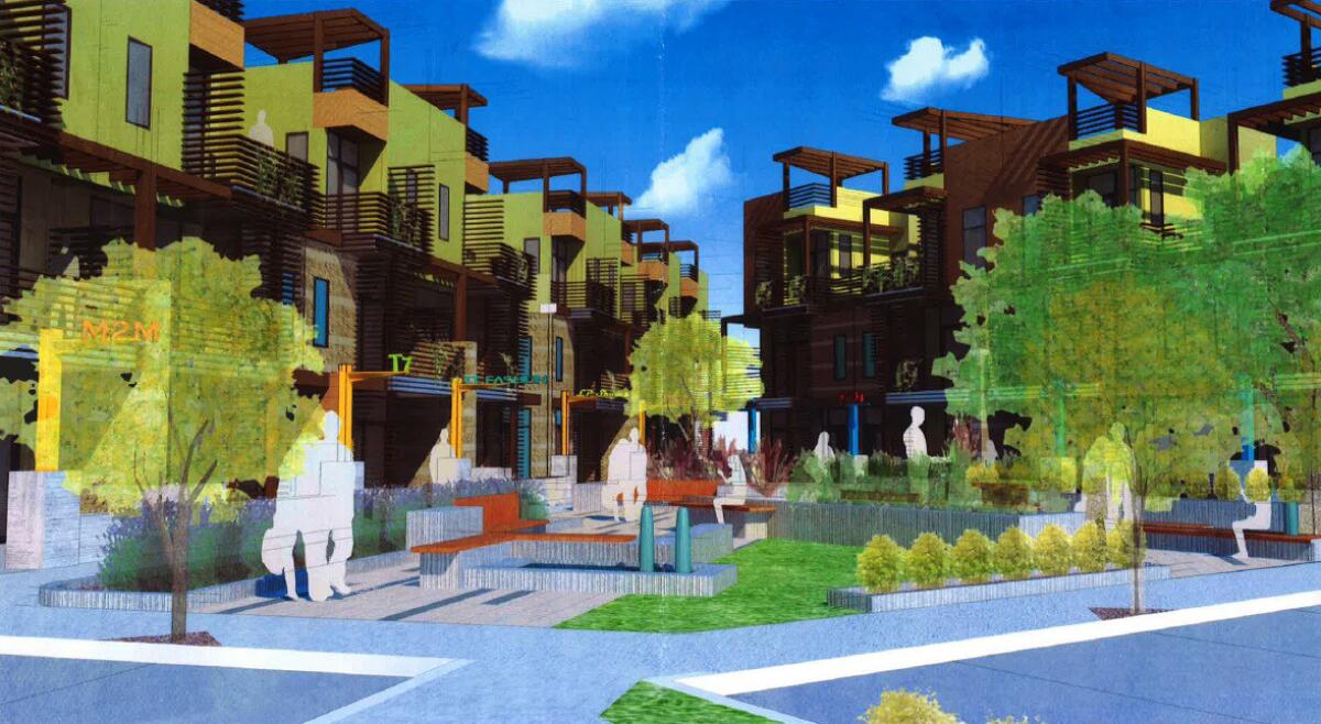 Pictured is a conceptual drawing of Westside Gateway, a proposed 176-unit residential development on West 17th Street in Costa Mesa.