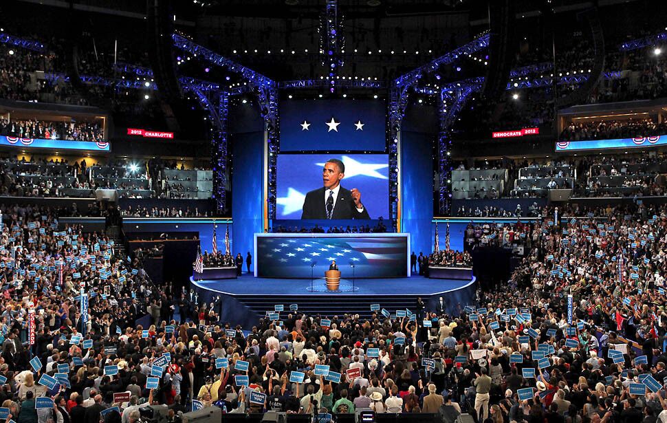 President Obama speaks at the Democratic National Convention.
