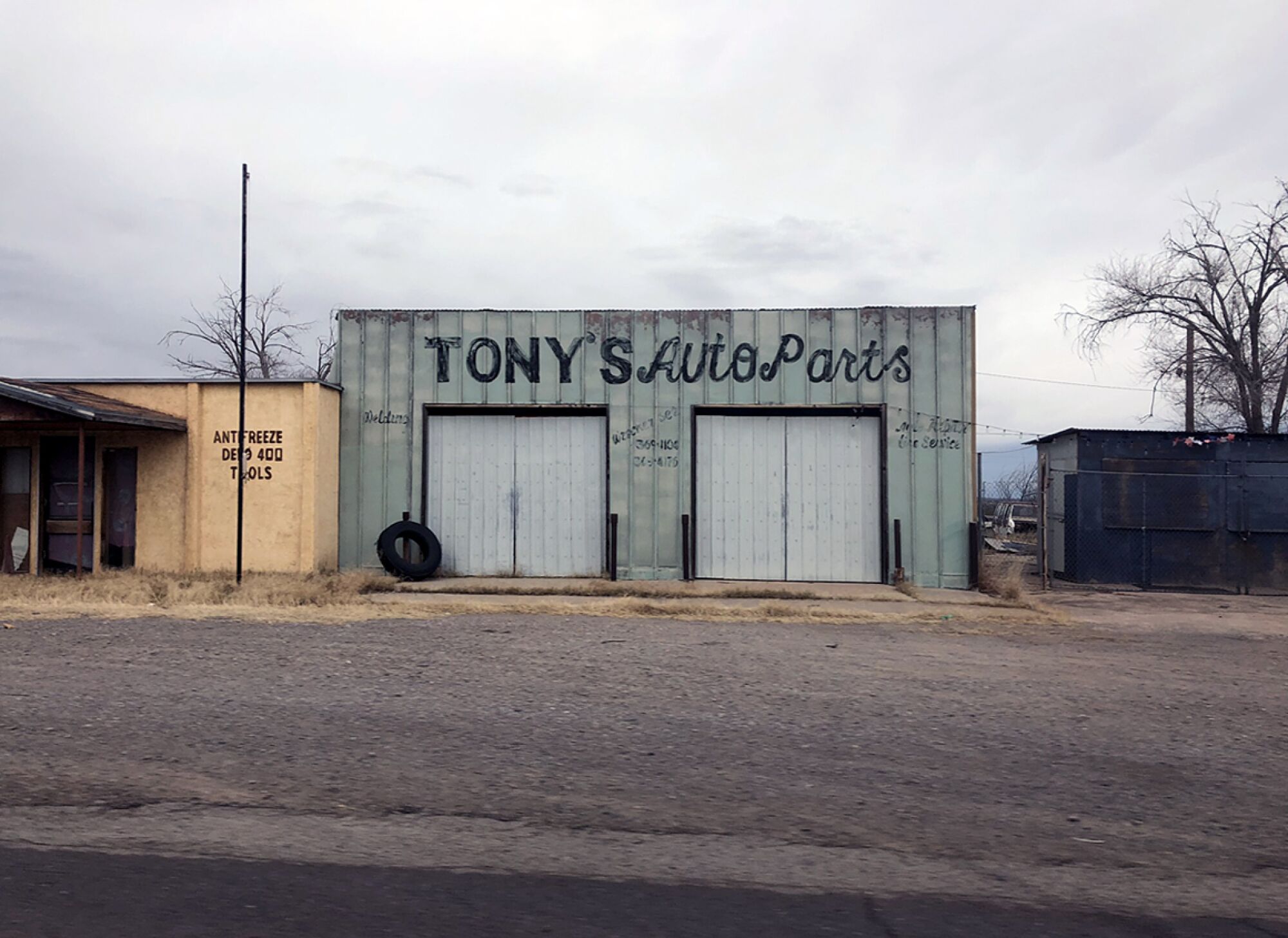 An auto parts shop in Sierra Blanca, Texas.