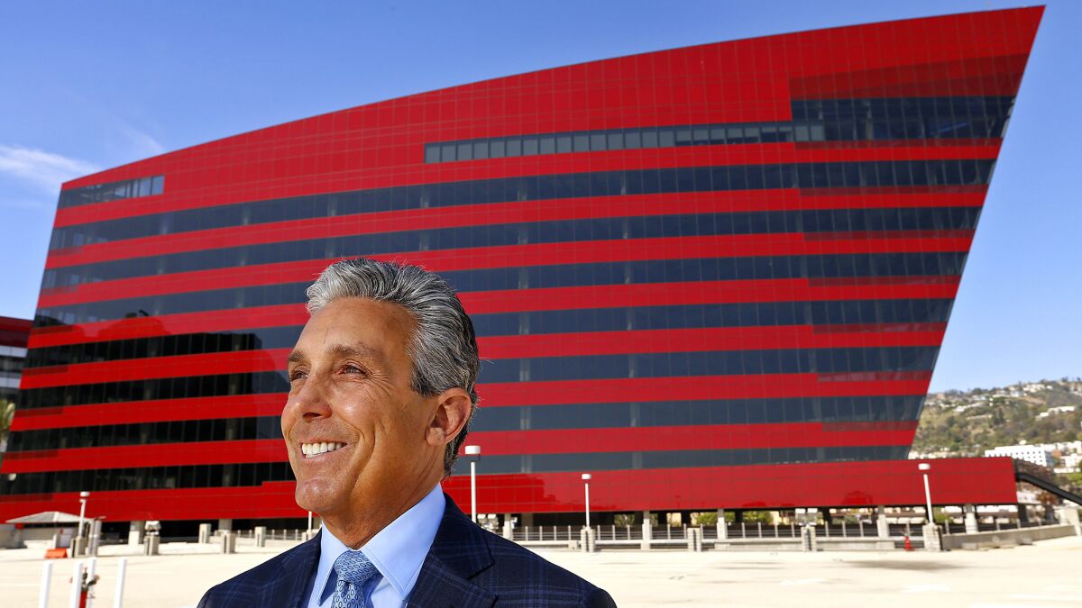 Landlord Charles S. Cohen at the Red Building, which was designed by noted architect Cesar Pelli and is the newest addition to the Pacific Design Center in West Hollywood.