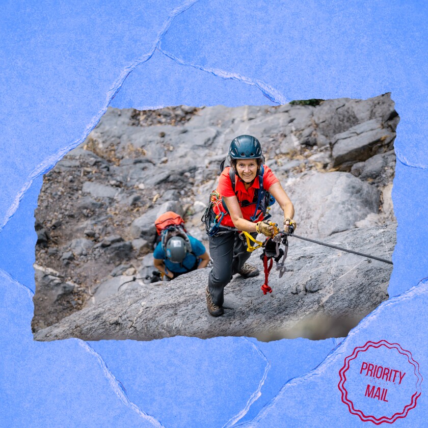 A woman rock-climbing 