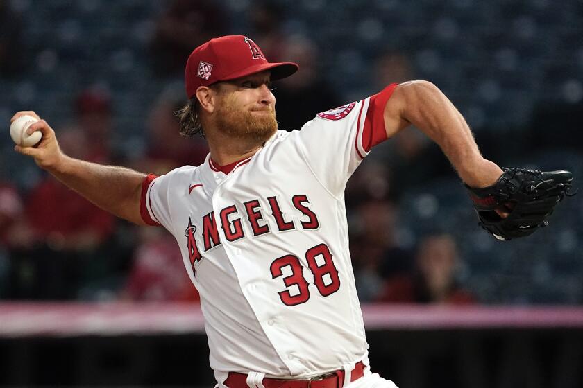 Angels starting pitcher Alex Cobb pitches against the Houston Astros.