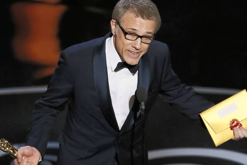 Christoph Waltz accepts his supporting actor Oscar.