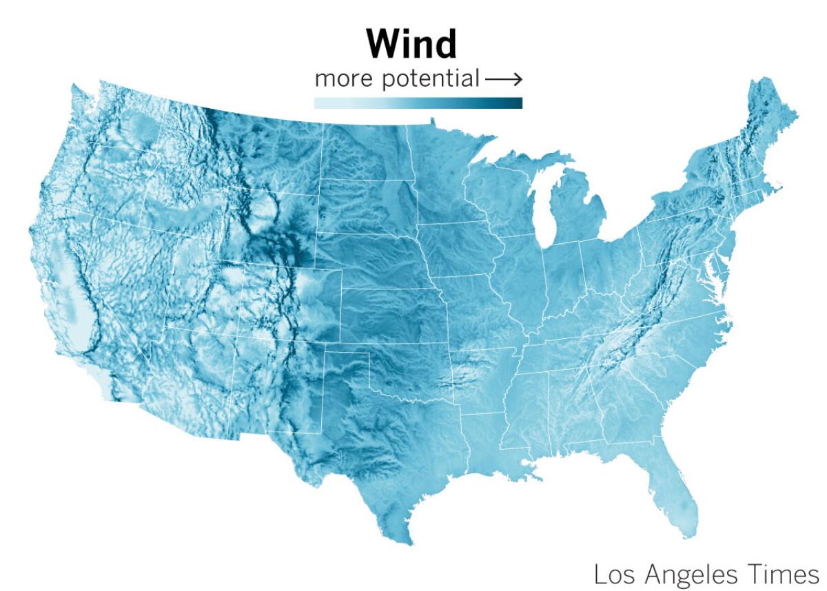 Wind potential in the United states