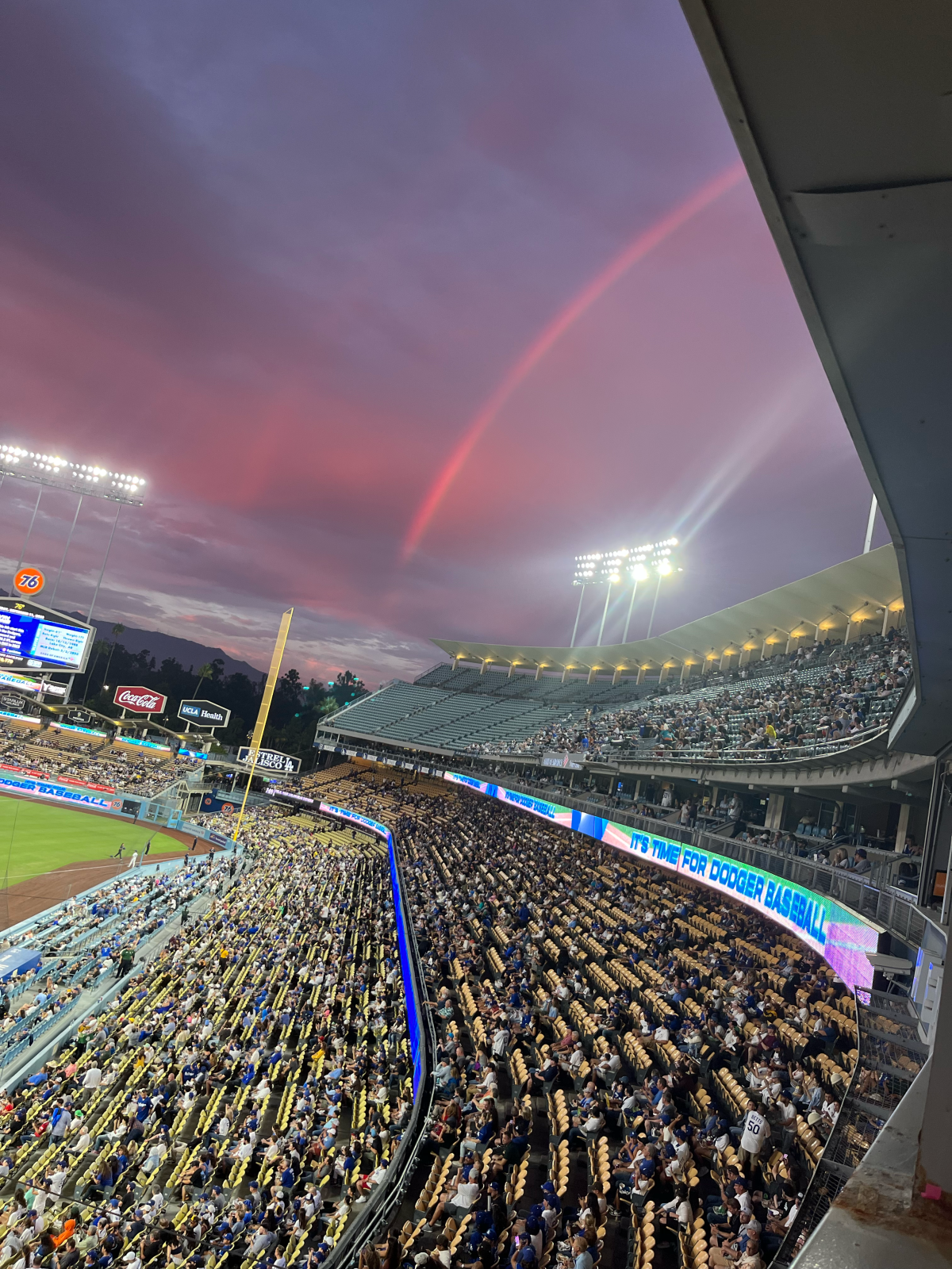 A rainbow as seen from Dodger Stadium.