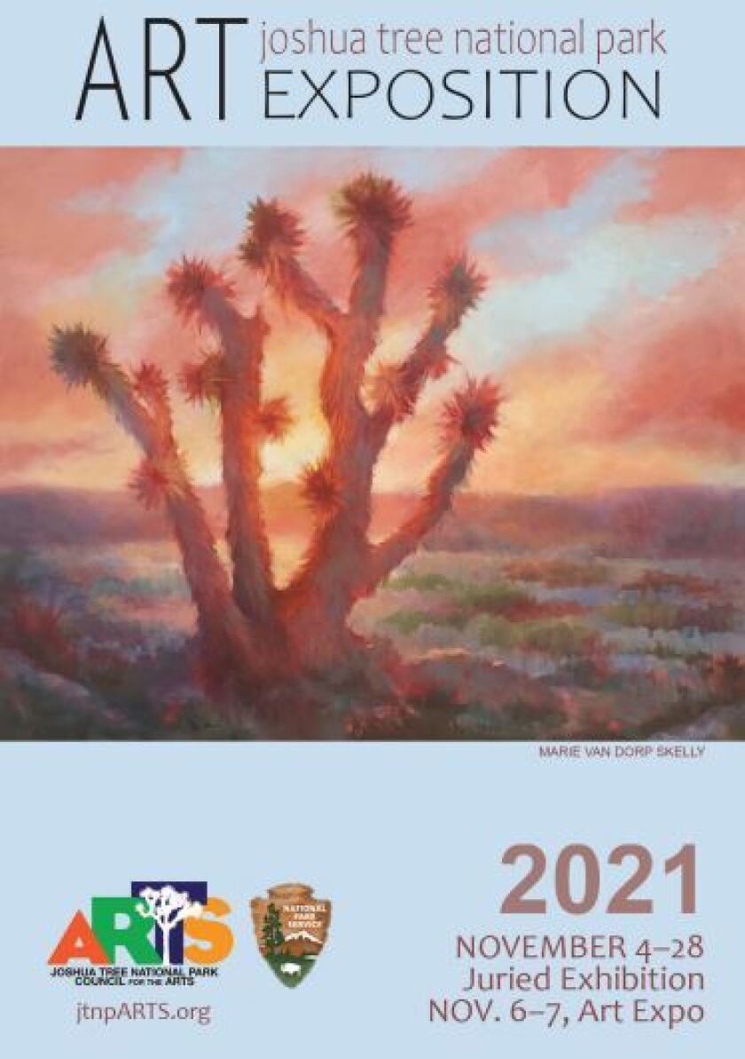 A flier for Art Exposition has a Joshua tree on it
