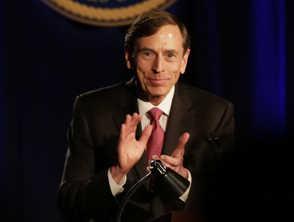 David Petraeus stepped down in November 2012 as head of the CIA after his affair with an Army reserve officer who was writing his biography became public.