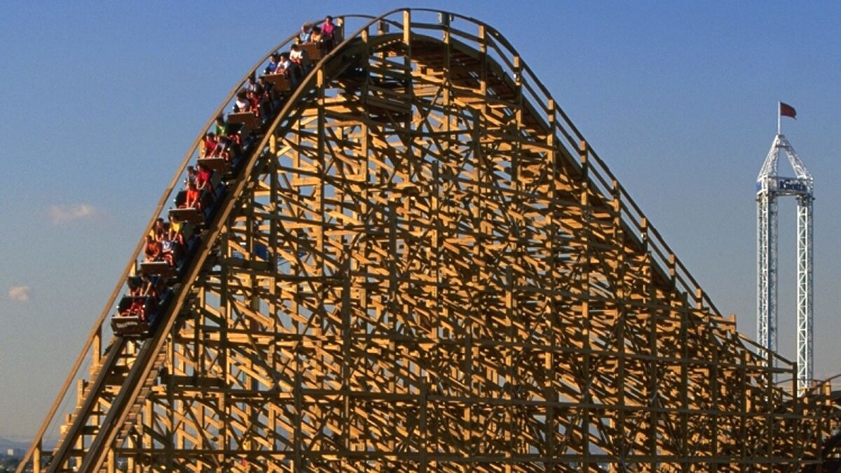 The GhostRider wooden coaster at Knott's Berry Farm.
