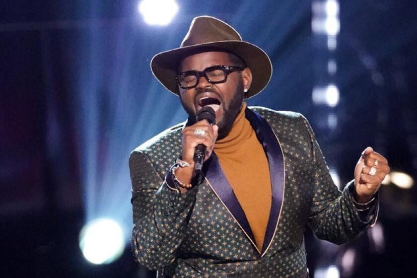 John Holiday singing on "The Voice."