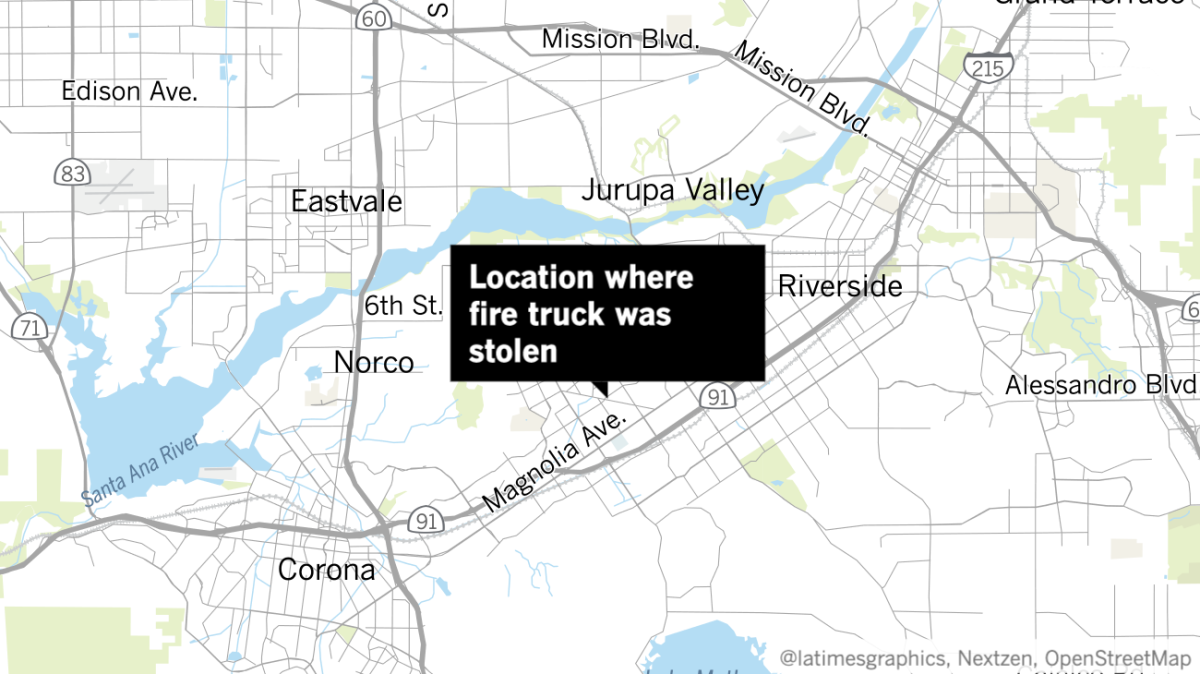 Map location where fire truck was stolen