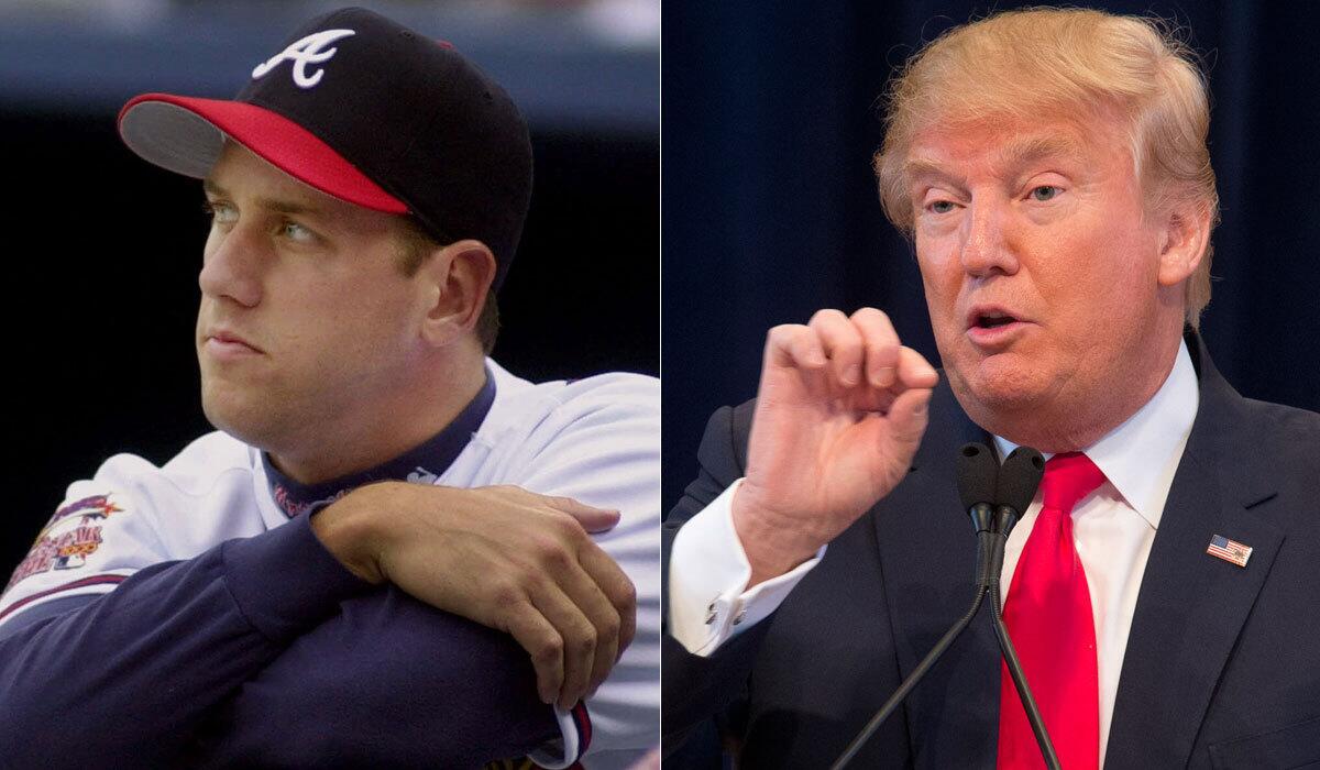 One-time Atlanta Braves pitcher John Rocker, left, has expressed his support for Republican presidential hopeful Donald Trump.