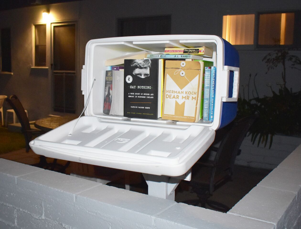 Charter No. 11640 — 2848 Bayside Walk — is a Little Free Library made out of a picnic cooler.